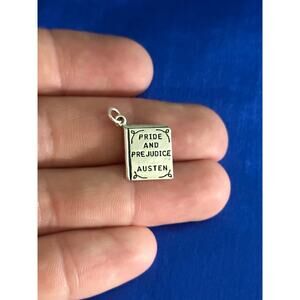 Sterling Silver Pride and Prejudice Book Charm,  Pride Prejudice Book Charm
